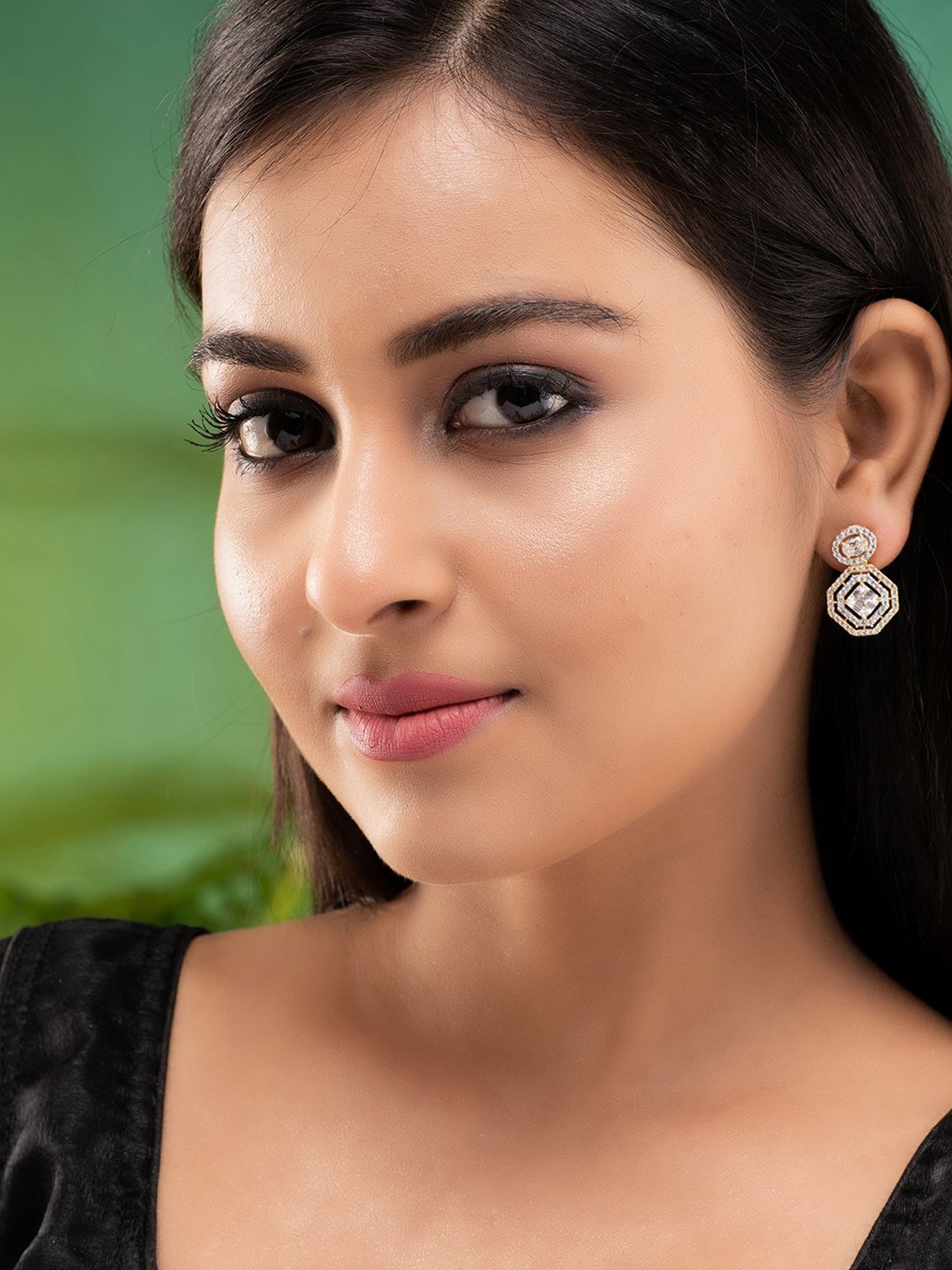 Saraf RS Jewellery Gold Plated AD Studded Minimal Earring
