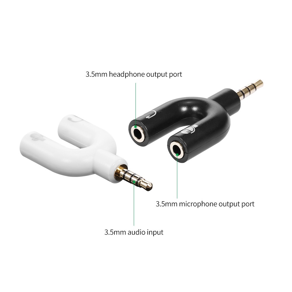 3.5mm Audio Adapter U-type Audio Converter Earphone Connector Headset Microphone Adapter for Mobile Phone PC Laptop
