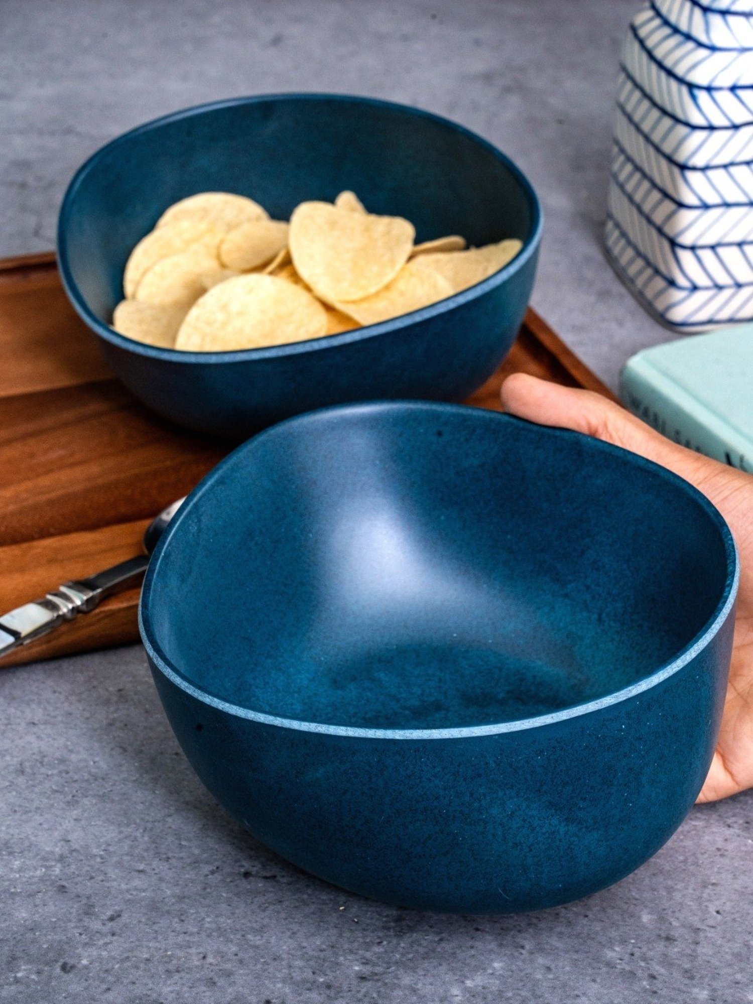 Stehlen Blue Melamine Retro Bowl - Set of 2