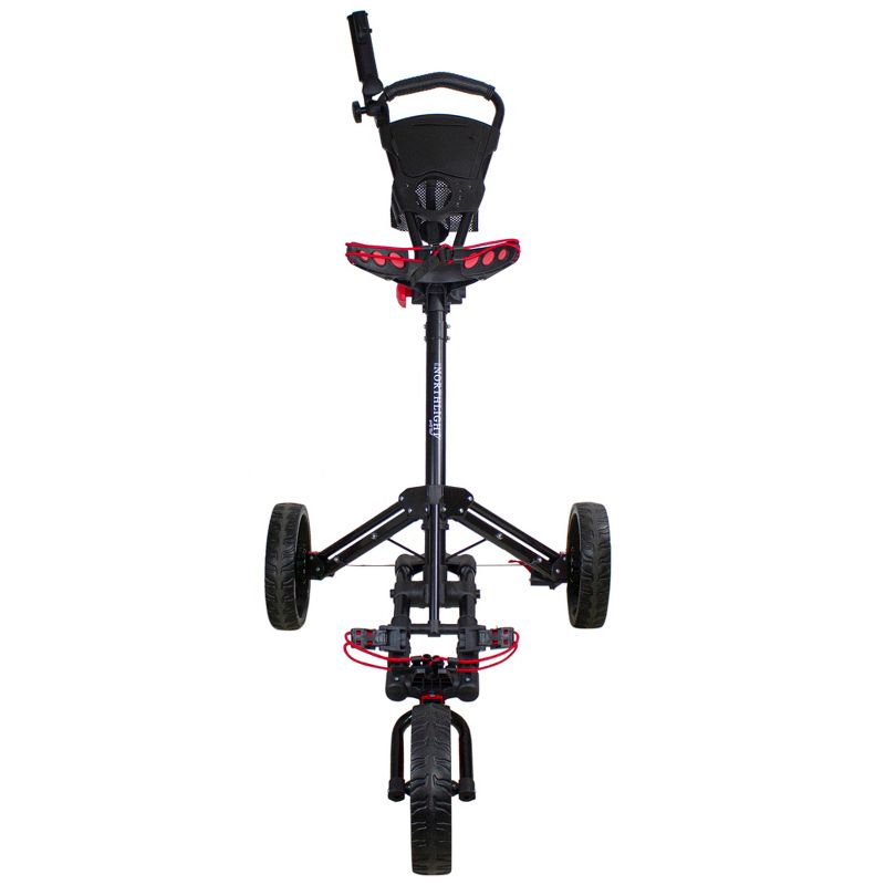 Northlight 48" Black Easy Folding 3 Wheel Golf Bag Push Cart