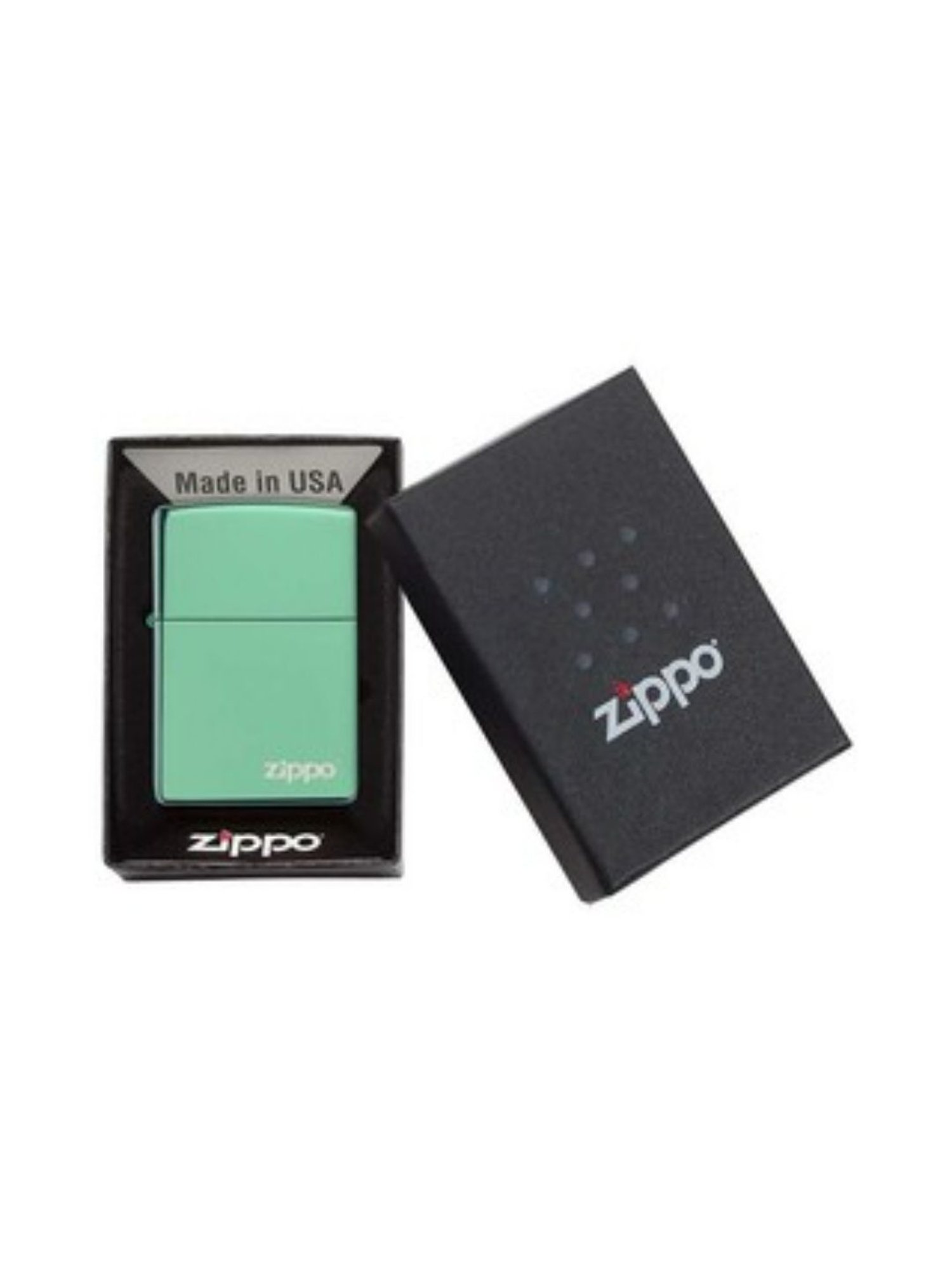Zippo Green Classic Logo Brass Windproof Pocket Lighter