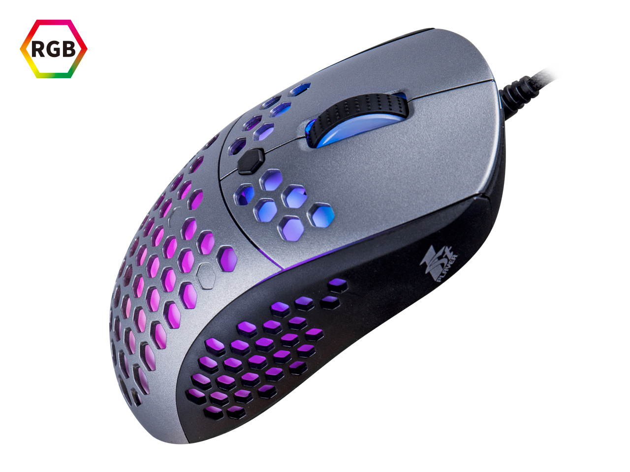 USB Wired Lightweight RGB PC Gaming Mouse M6, Honeycomb Shell Ultralight Weave Drag-Free Cable, LED Backlit 6 Buttons Programmable, 10000DPI Optical Sensor for PC Gamers, Xbox, PS4 Users