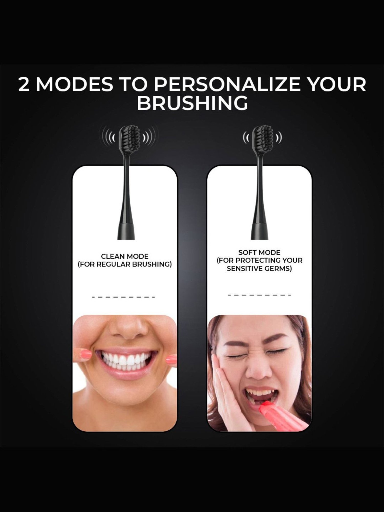 Winston Sonic Electric Toothbrush with Charcoal Bristles AAA Battery Operated (Black)