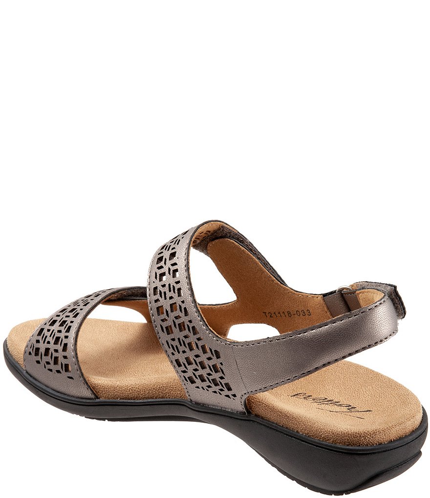 Trotters Romi Cutout Leather Adjustable Hook and Loop Footbed Sandals