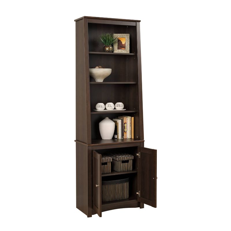 Tall Slant-Back Bookcase with 2 Shaker Doors Espresso - Prepac