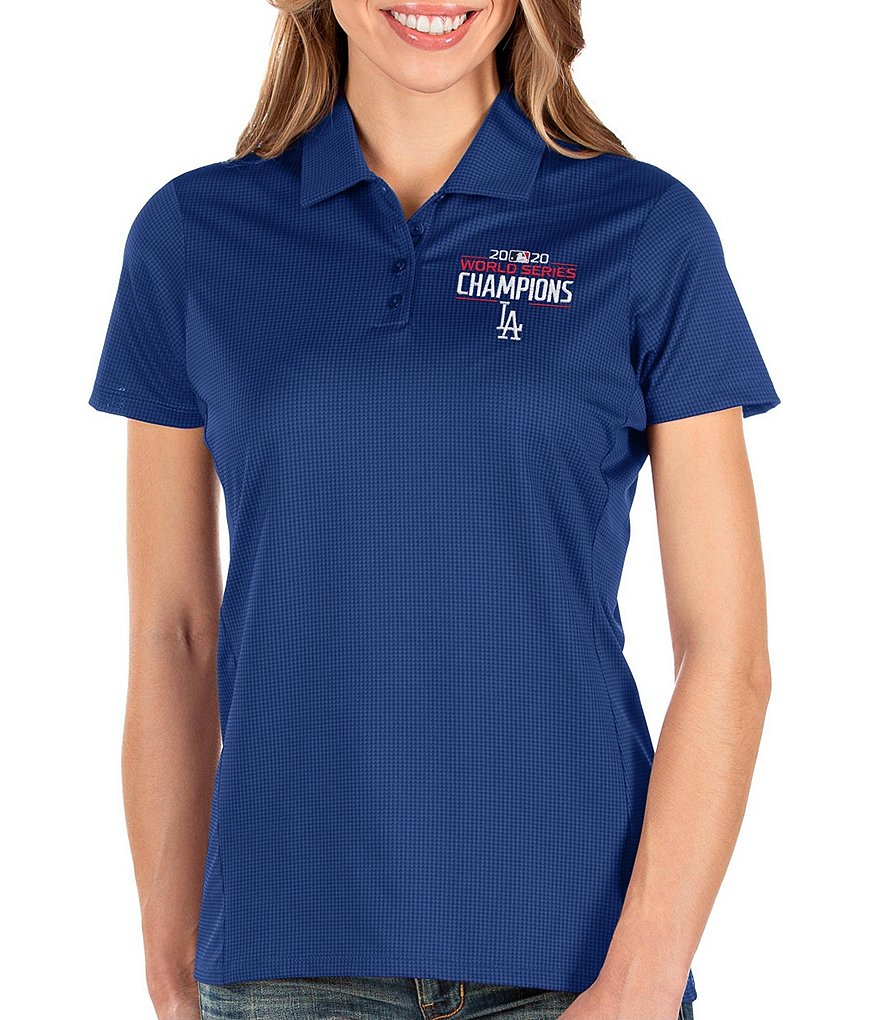 Antigua Women's MLB Los Angeles Dodgers 2020 World Series Champions Balance Short-Sleeve Polo Shirt