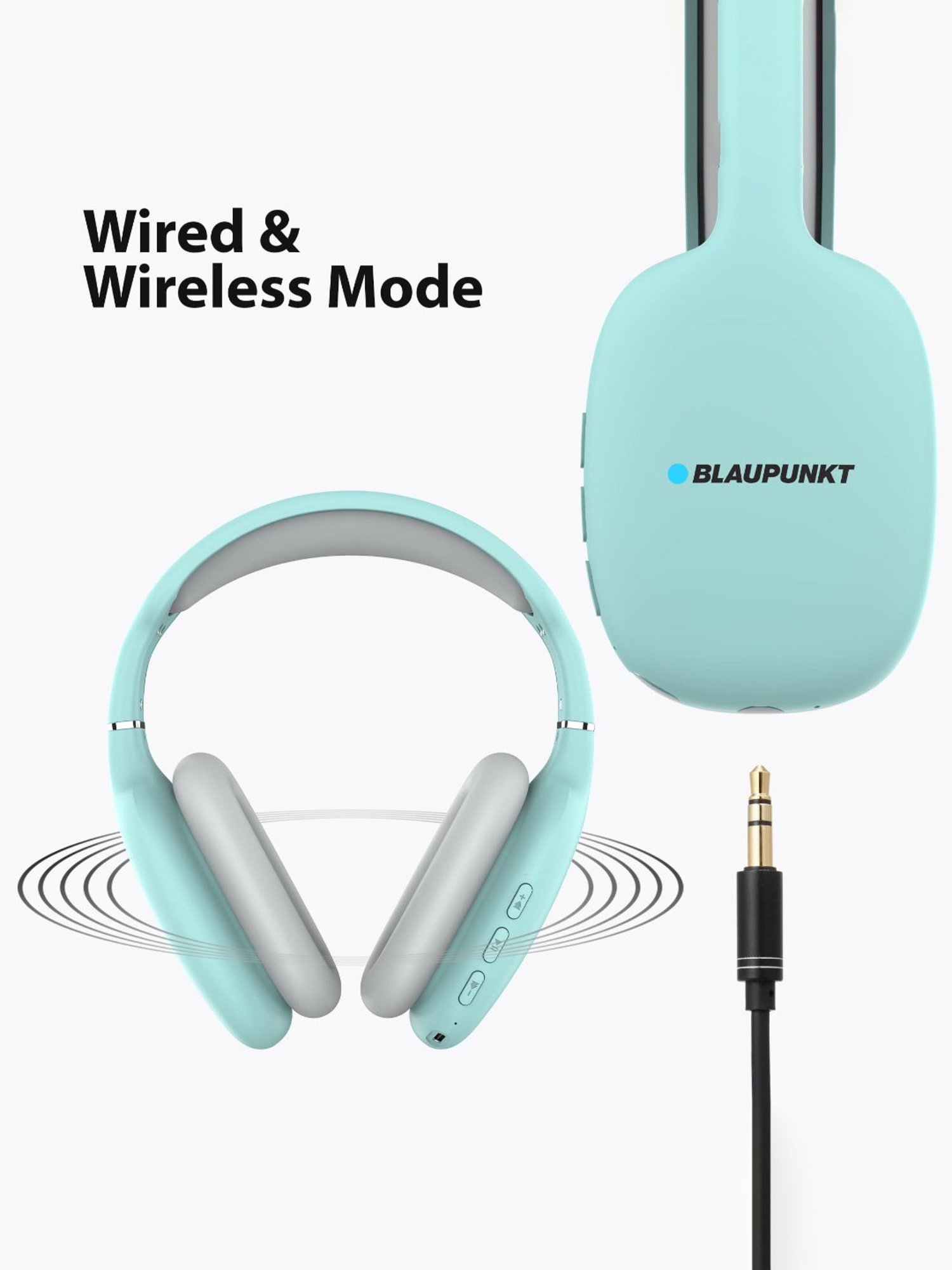Blaupunkt BH31 Wireless Over Ear Headphones with Built in Mic & TurboVolt Fast Charging (Green)