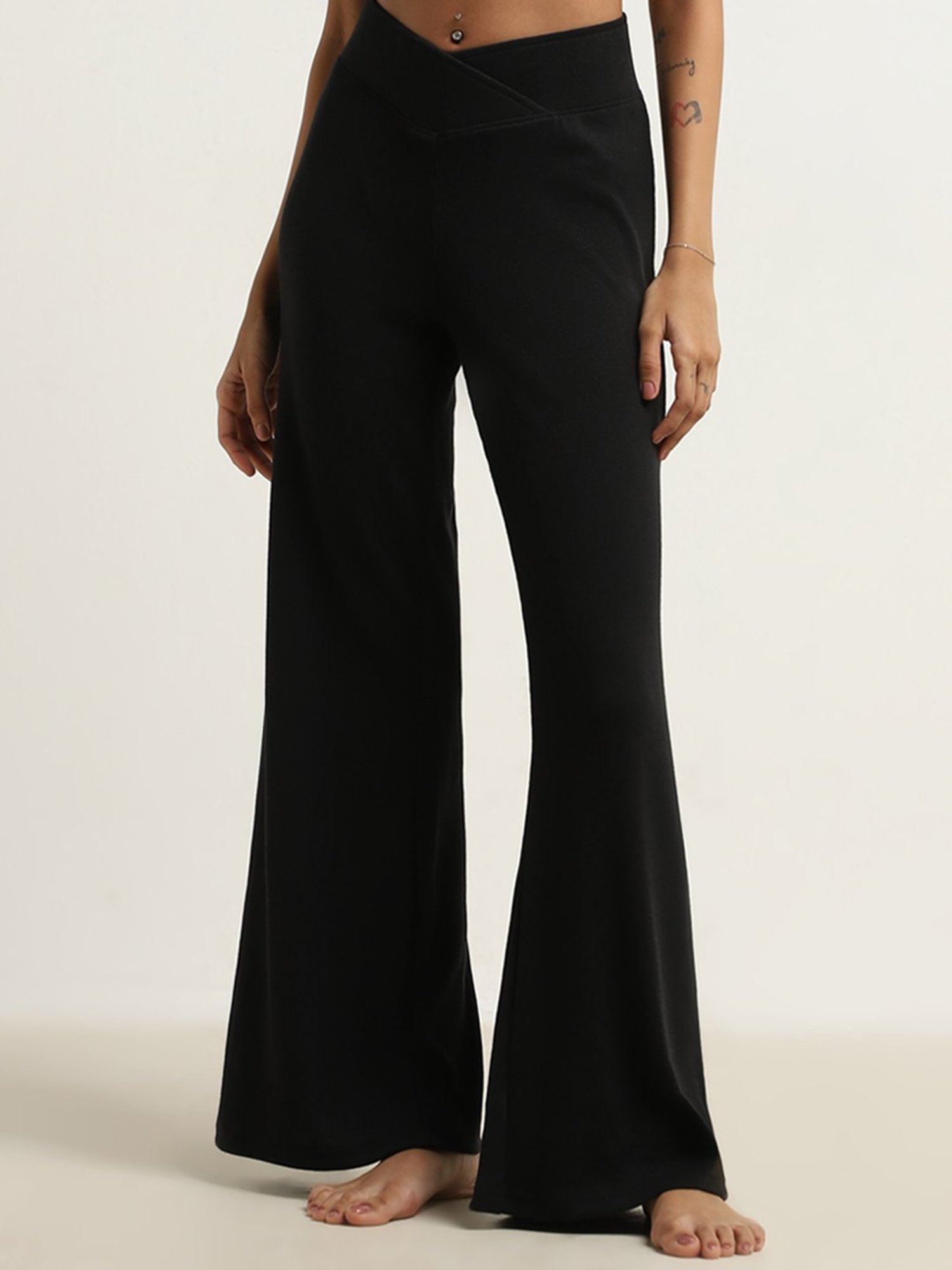 Superstar by Westside Black Criss-Cross Waist High-Rise Pants