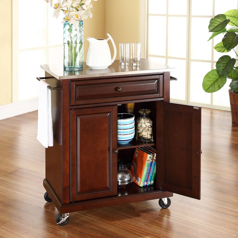 Compact Stainless Steel Top Kitchen Cart Mahogany - Crosley