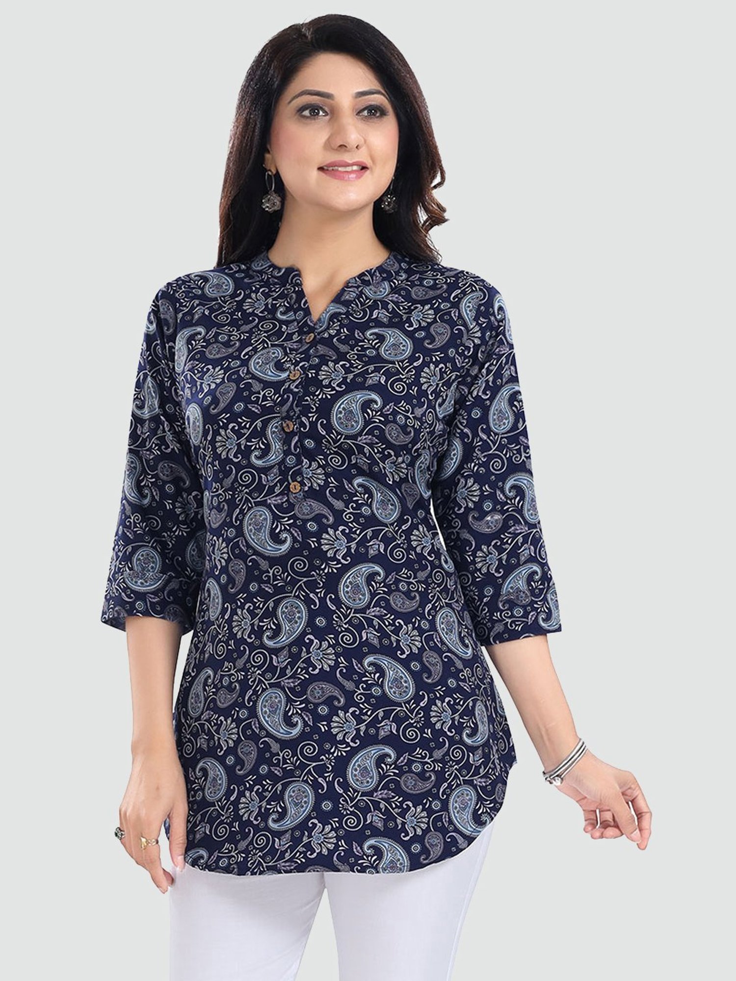 Saree Swarg Blue Printed Tunic