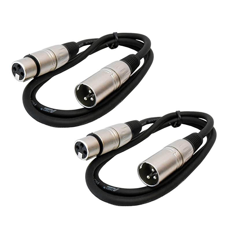 ADC2037X2 3 ft XLR Female to XLR Male Microphone Cable 2Pack