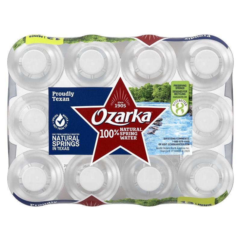 Ozarka Brand 100% Natural Spring Water - 12pk/8 fl oz Mini Bottles