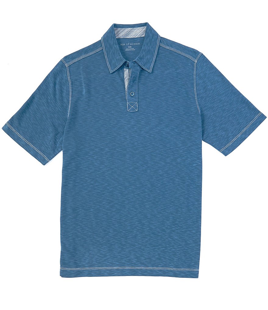 Age Of Wisdom Heather Slub Polynosic Short-Sleeve Polo Shirt