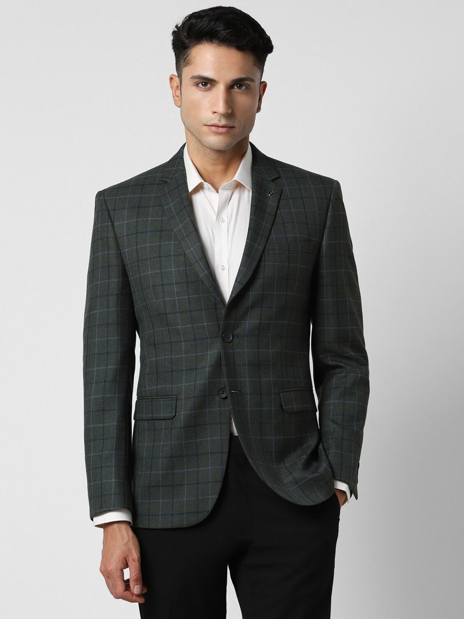 Van Heusen Green Slim Fit Checks Blazer