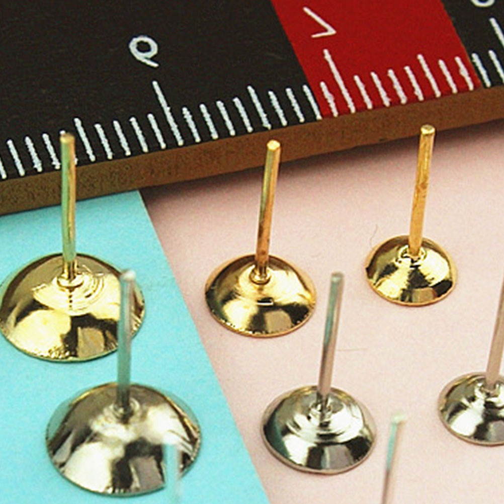 900pcs Ear Stud Trays Flat Bottom Arc Earrings Bezel DIY Earring Ear Stud Earrings Accessories for Woman Lady Female (5mm 300pcs White + 300pcs Silver + 300pcs Gold)