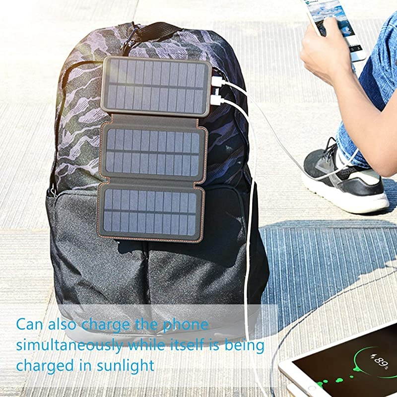 Solar Charger 24000mAh Solar Power Bank with 3 Solar Panels Portable Phone Chargers for Smart Phones Tablets and More
