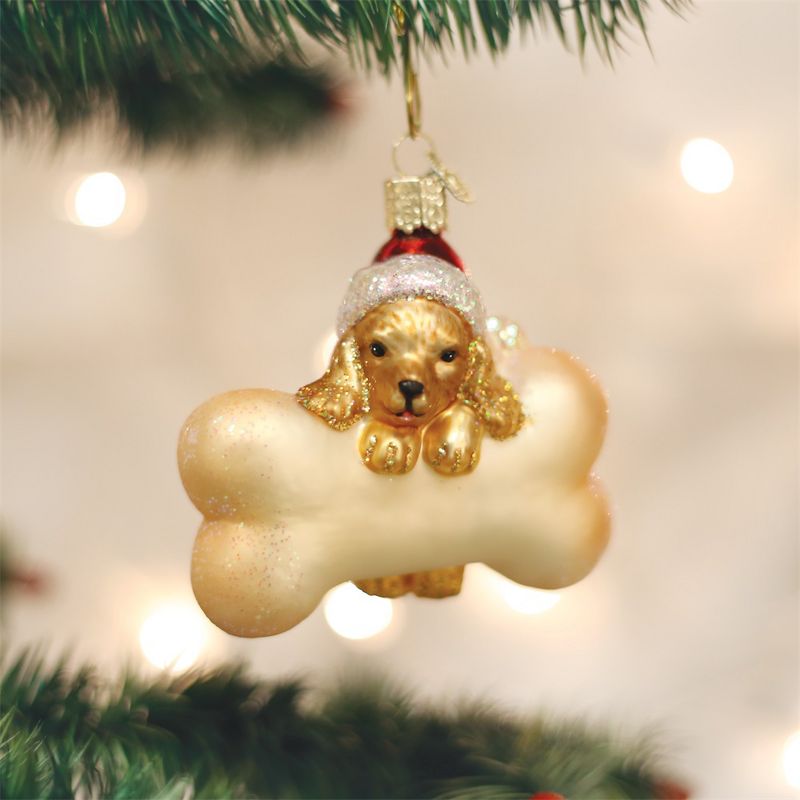 Old World Christmas 3.25" Old World Christmas Santa Puppy Glass Ornament #12405