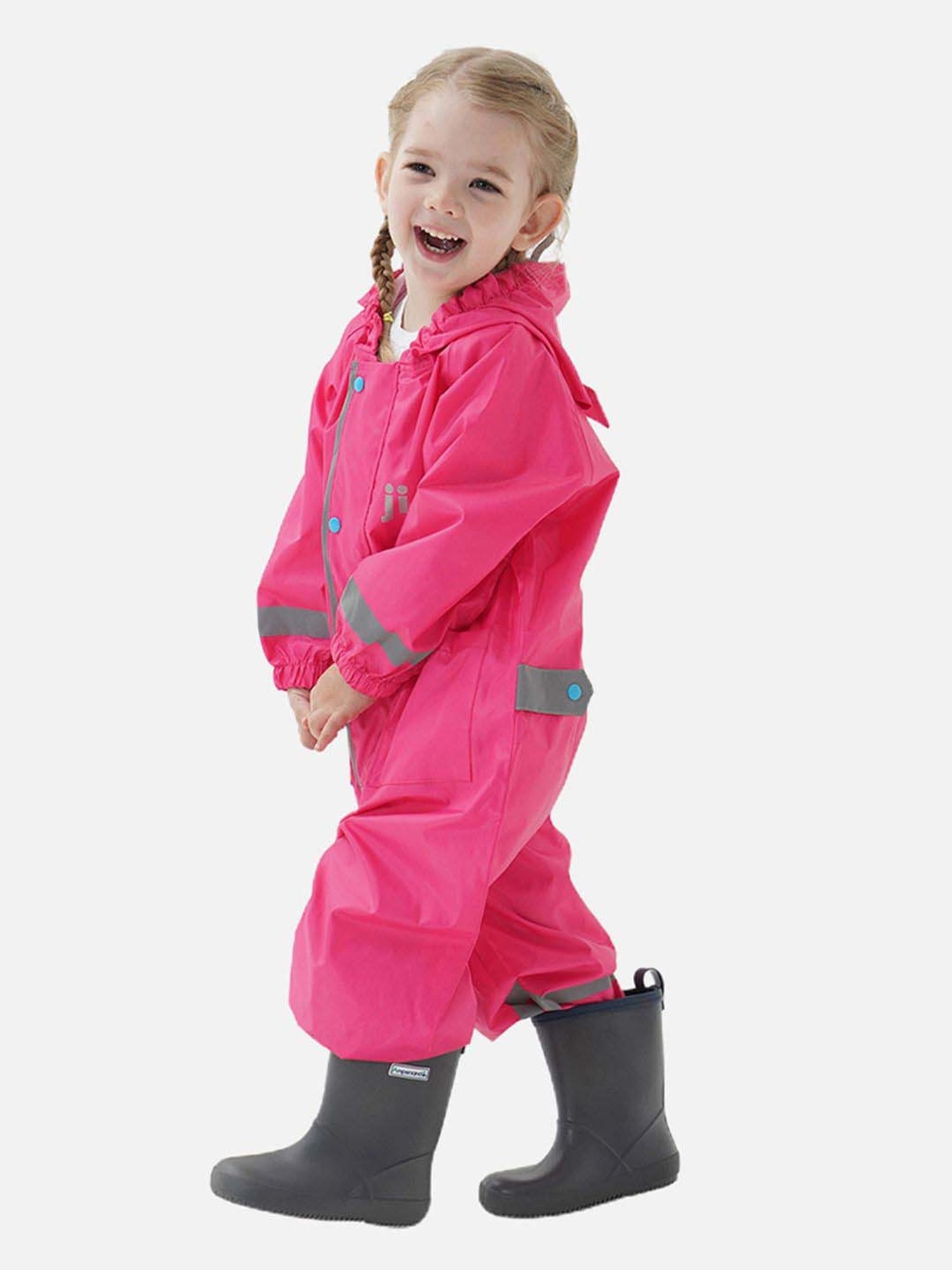 Little Surprise Box Kids Pink Printed Full Sleeves Raincoat