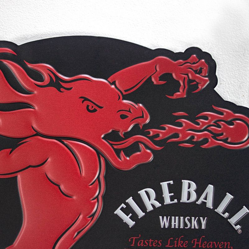Fireball Whisky Embossed Metal Sign Black/Red - Crystal Art Gallery