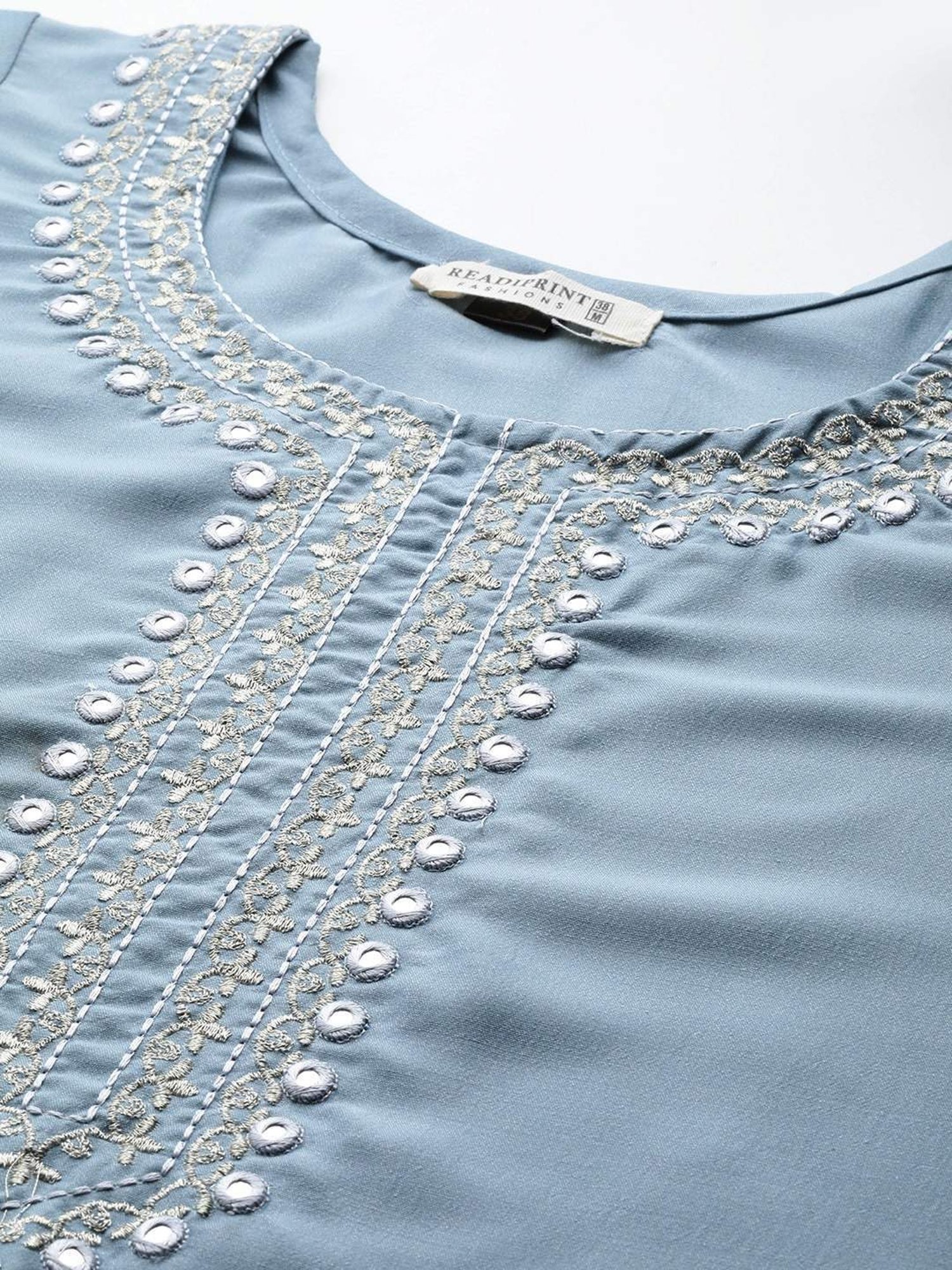 READIPRINT FASHIONS Blue Embroidered Kurta Pant Set With Dupatta