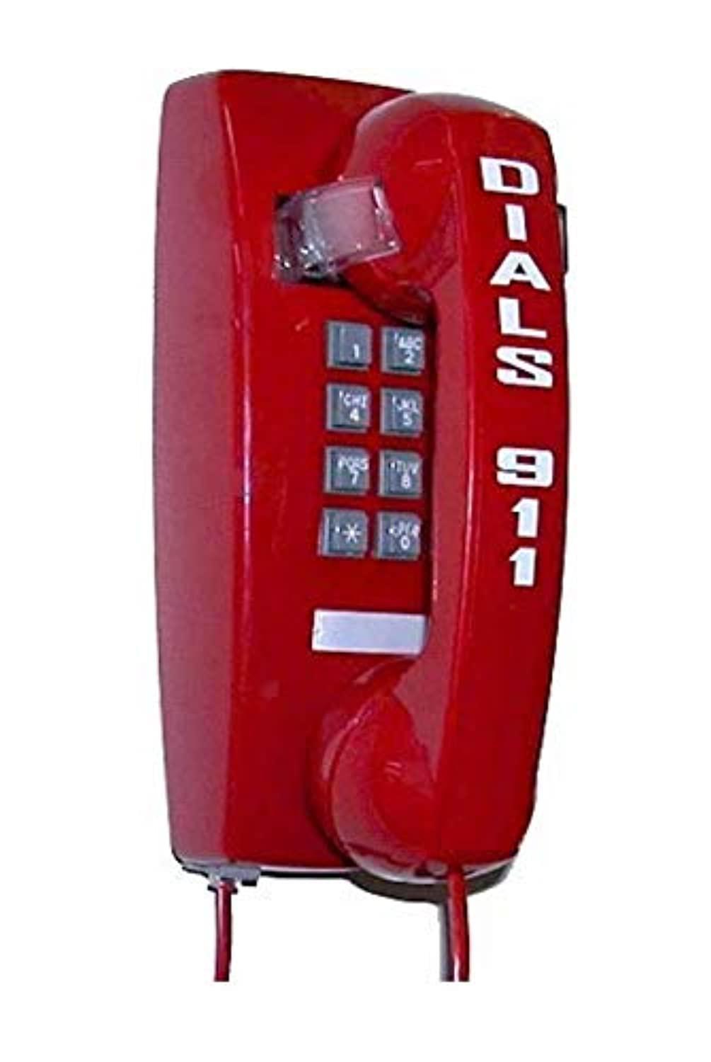 industrial-grade emergency wall phone with hotline dialer pre-programmed to auto dial 911 (off-hook) - red by hqtelecom