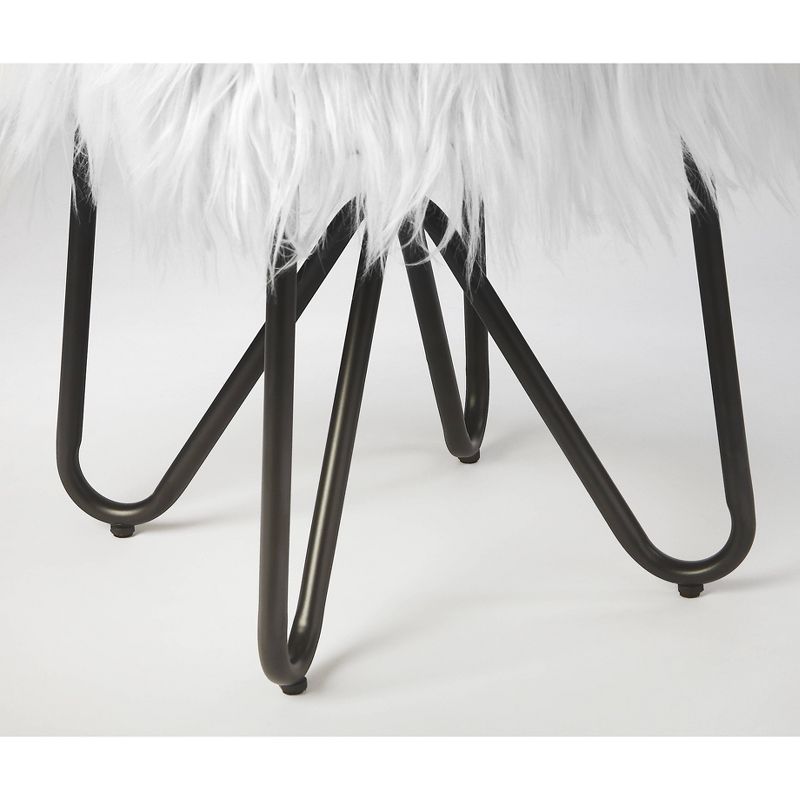 Ezra Faux Fur Stool White - Butler Specialty
