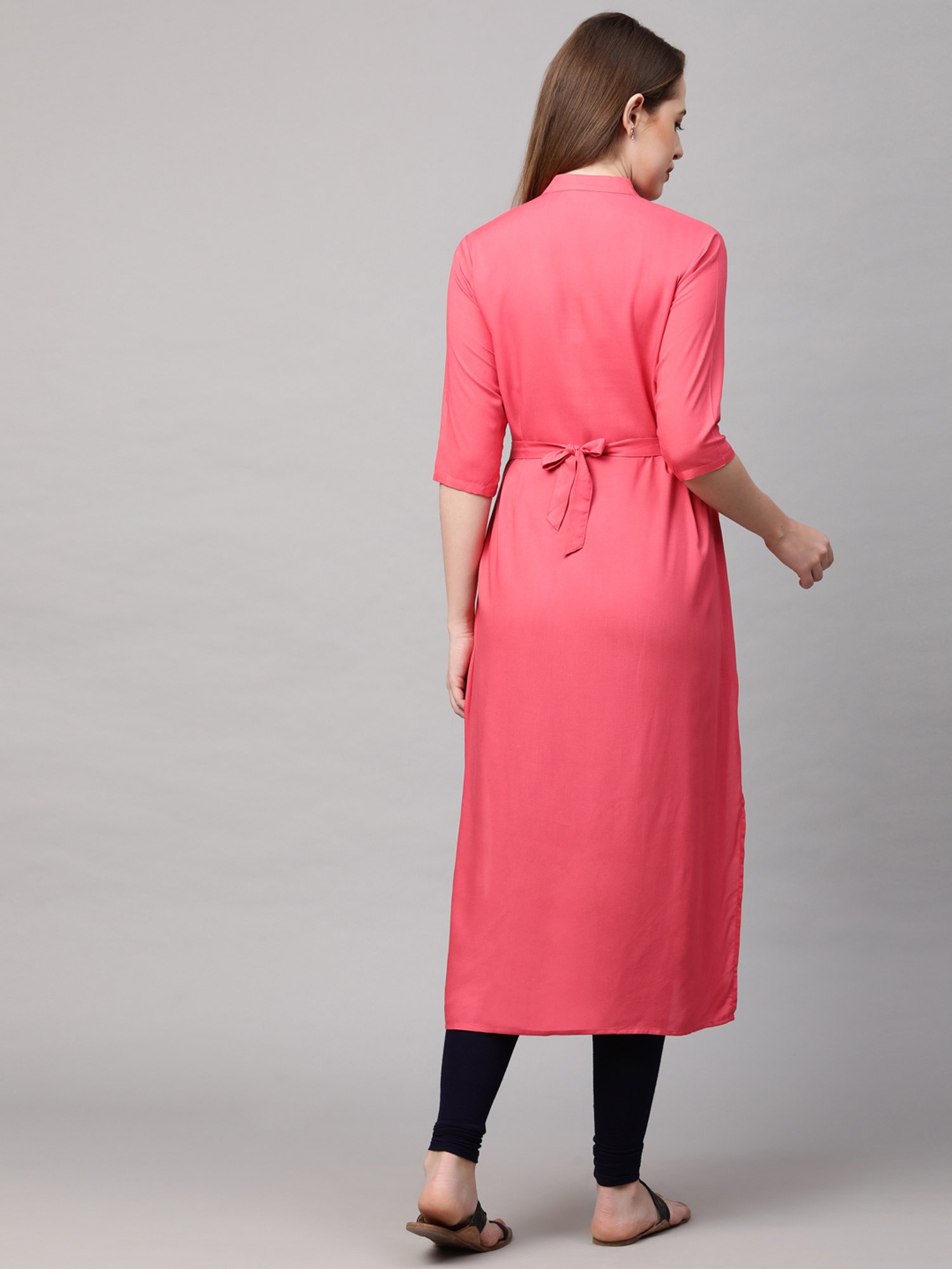 MomToBe Peach Regular Fit Maternity Kurta