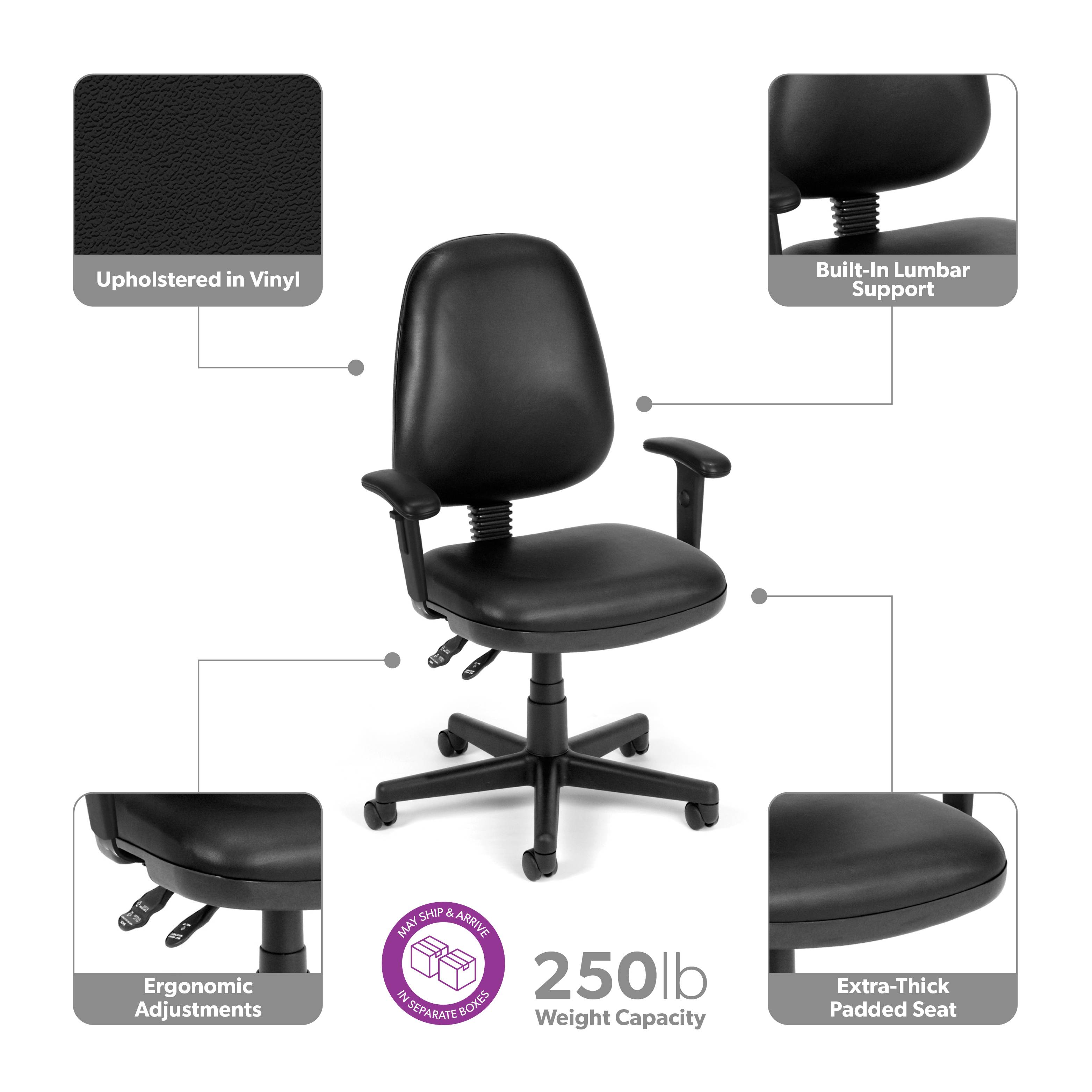 OFM Straton Series Vinyl Task Chair with Arms, in Black (119-VAM-AA-606)