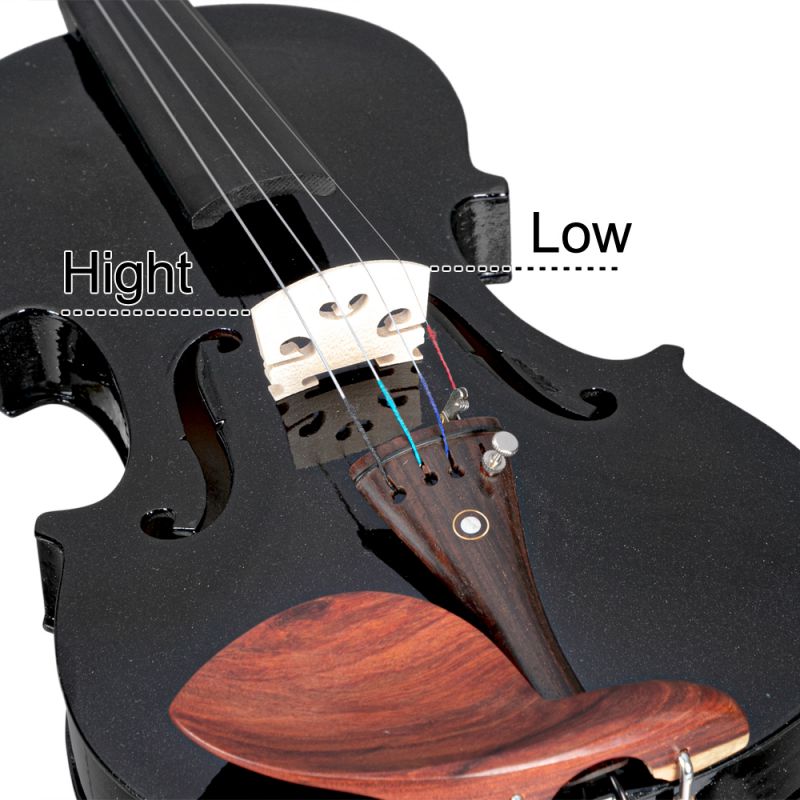 Glarry 4/4 Spruce Maple Violin + Case+Cloth+ Shoulder Rest +Tuner+ Rosin Black