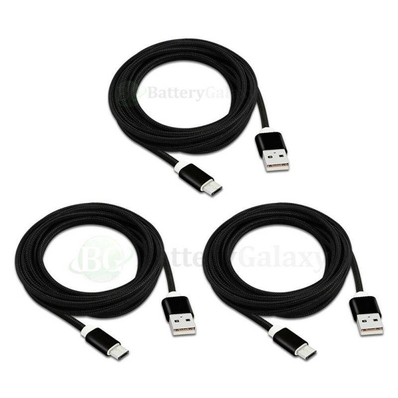 1-100 Lot Micro USB 10' Braided USB A to B Sync Data Cable Cord U2A1-MCB-01BLK