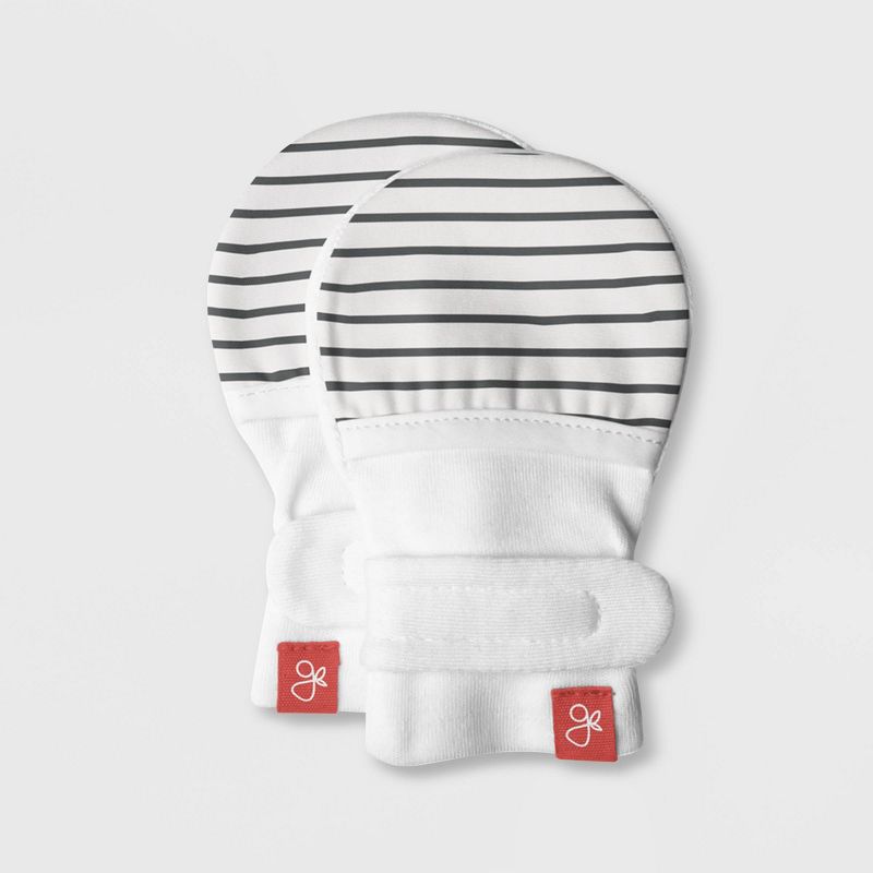 Goumi Baby 2pk Striped Mittens - Gray 0-3M