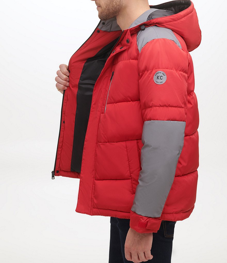 Kenneth Cole New York Long-Sleeve Mixed-Media Hooded Puffer Jacket