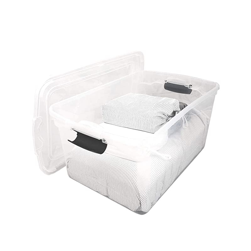 3441CLGRDC02 Clear Storage Container with lid 64 Quart 2 Pack Grey 2 Sets