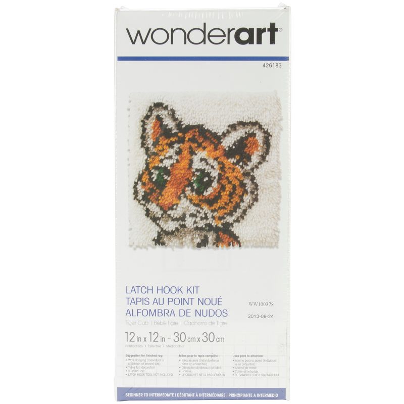 Wonderart Latch Hook Kit 12"X12"-Tiger Cub