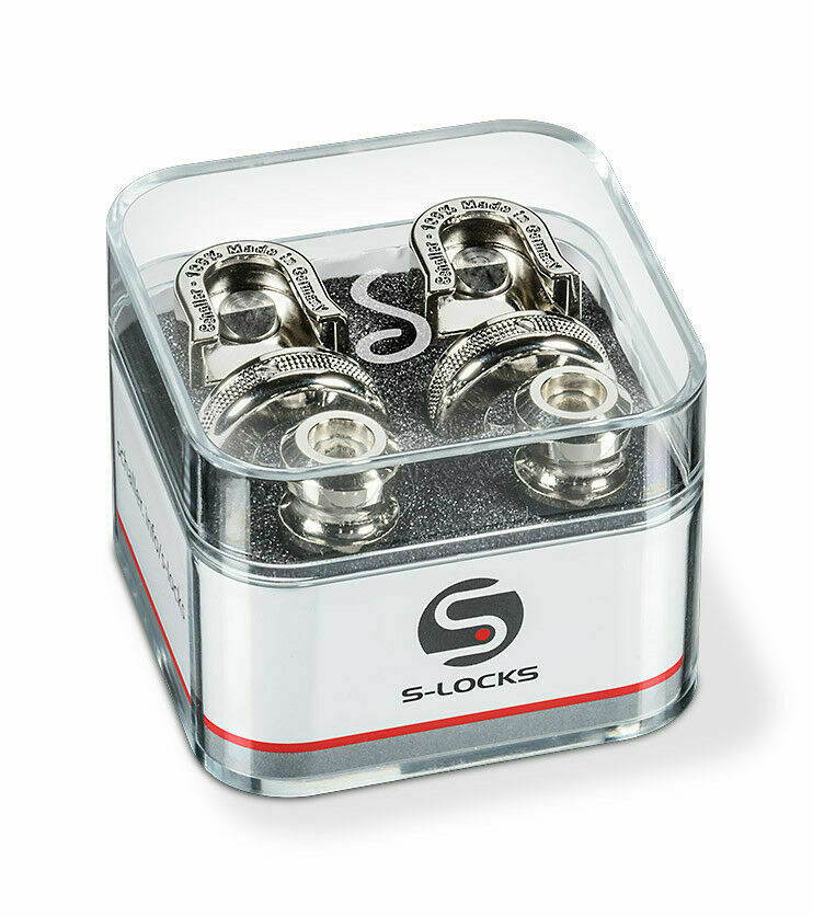 Genuine Schaller NICKEL S-Lock Guitar Strap Locks Pair/Set, Made in Germany