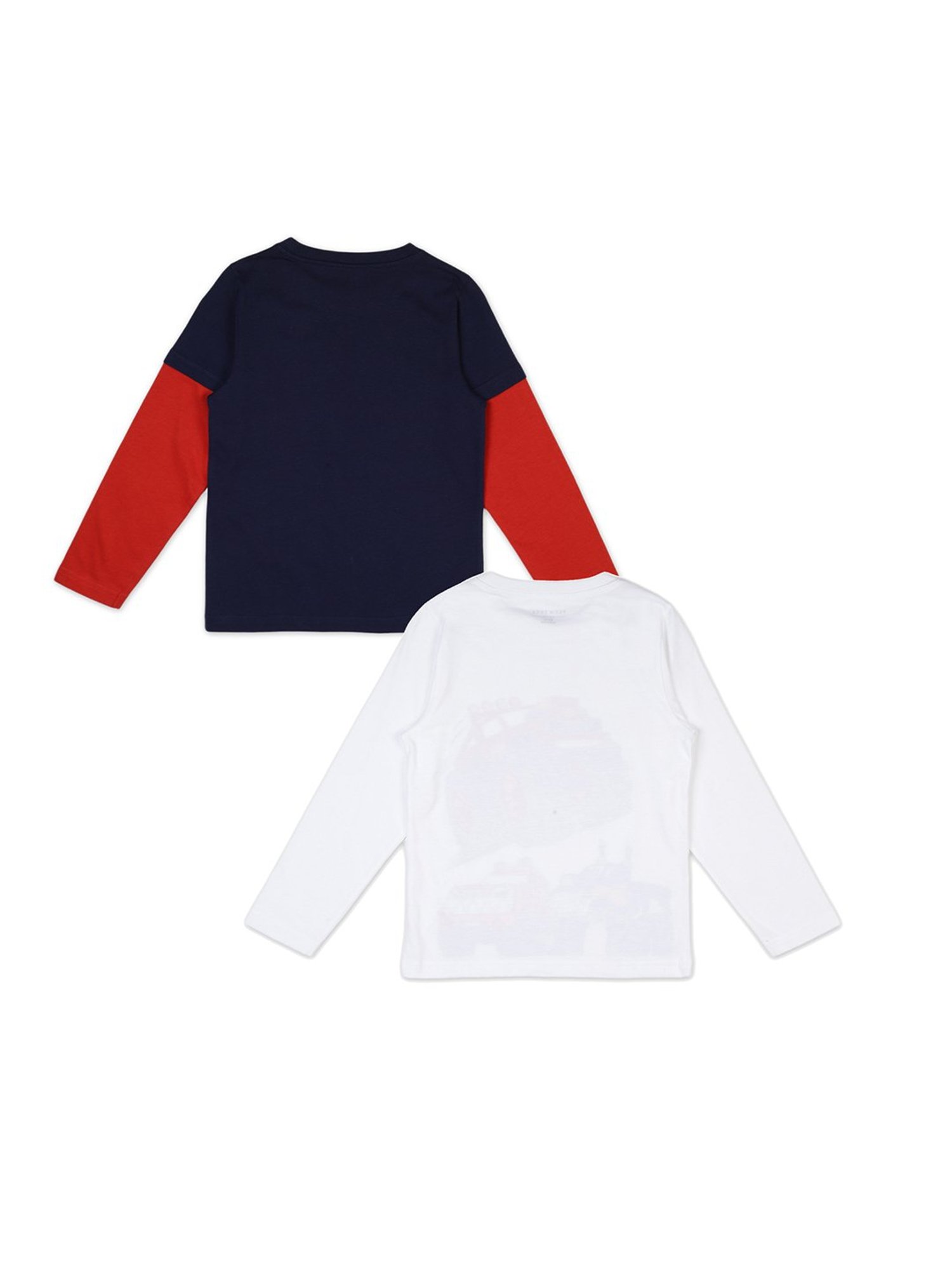 Plum Tree Boys Navy & White Printed T-Shirt (Pack Of 2)