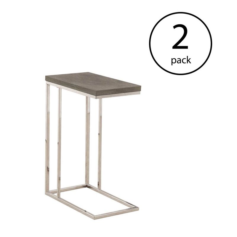 Monarch Specialties Contemporary Rectangular Side End Table, Dark Taupe (2 Pack)