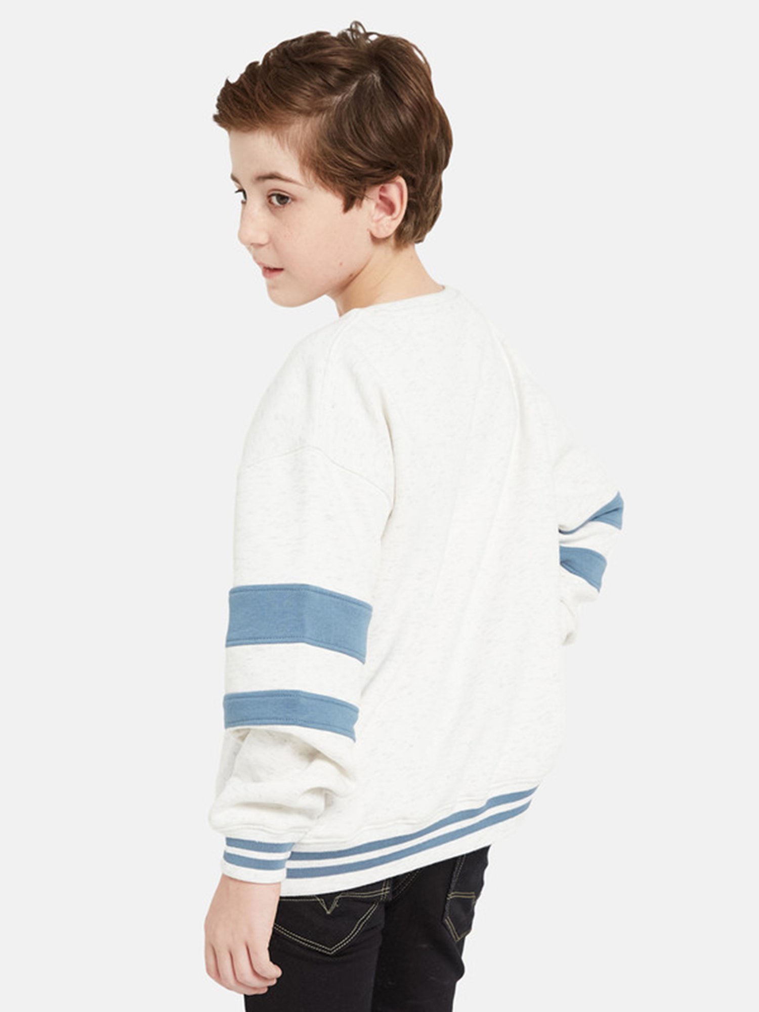 Octave Kids White Graphic Print Full Sleeves Sweatshirt