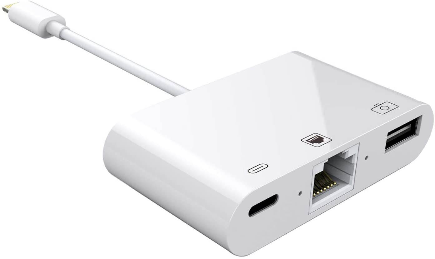 Ethernet LAN Wired Network Adapter Compatible with iPhone iPad iPod Running iOS 13,Works with Mouses Keyboards Hubs
