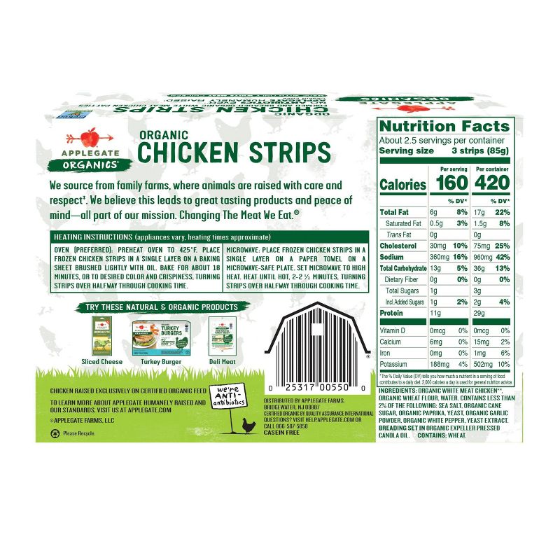 Applegate Organics Chicken Strips - Frozen - 8oz