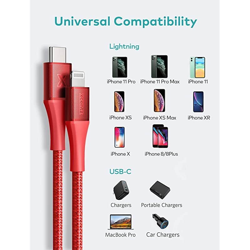 USB C to Lightning Cable iPhone 12 Charger Cable 6ft Apple MFi Certified Fast Charging Support Power Delivery Nylon Braided Cable for iPhone 121111 Pro MaxXS MaxXSXRX88 Plus Red