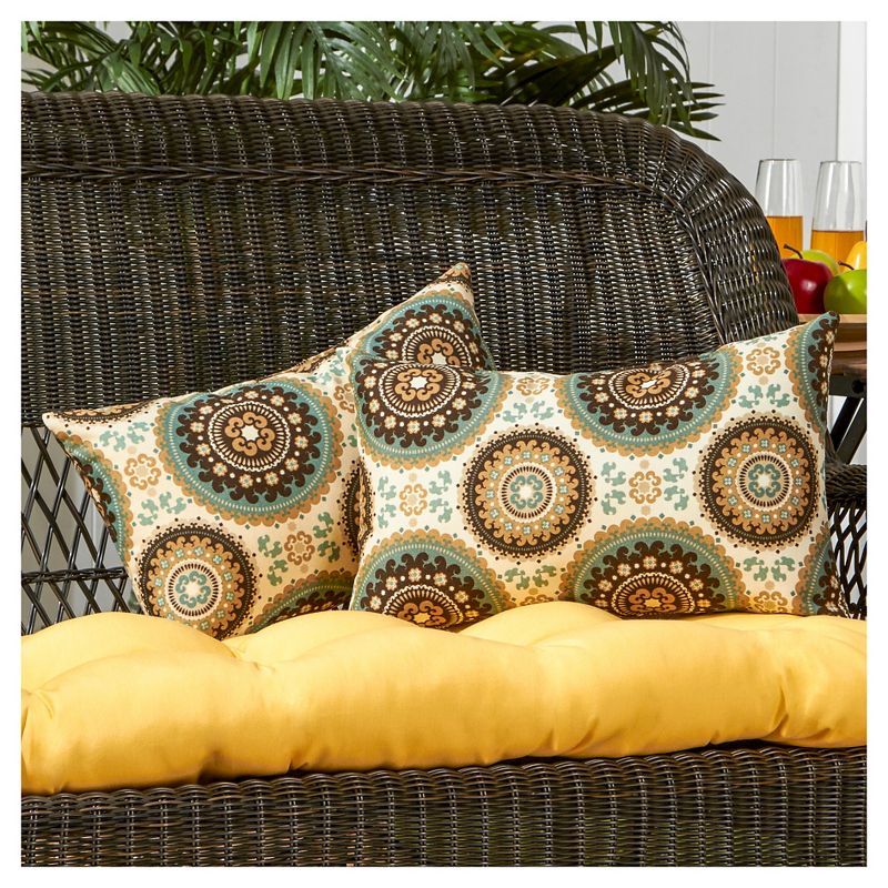 Set of 2 Spray Medallion Outdoor Rectangle Throw Pillows - Kensington Garden