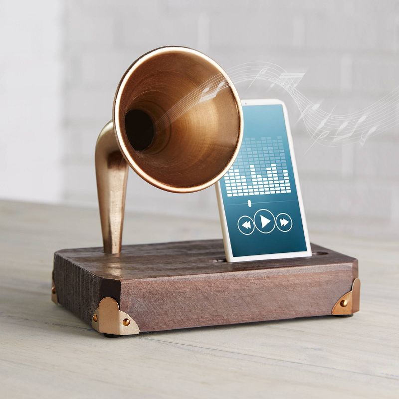Smartphone Dock with Amplifier Wood