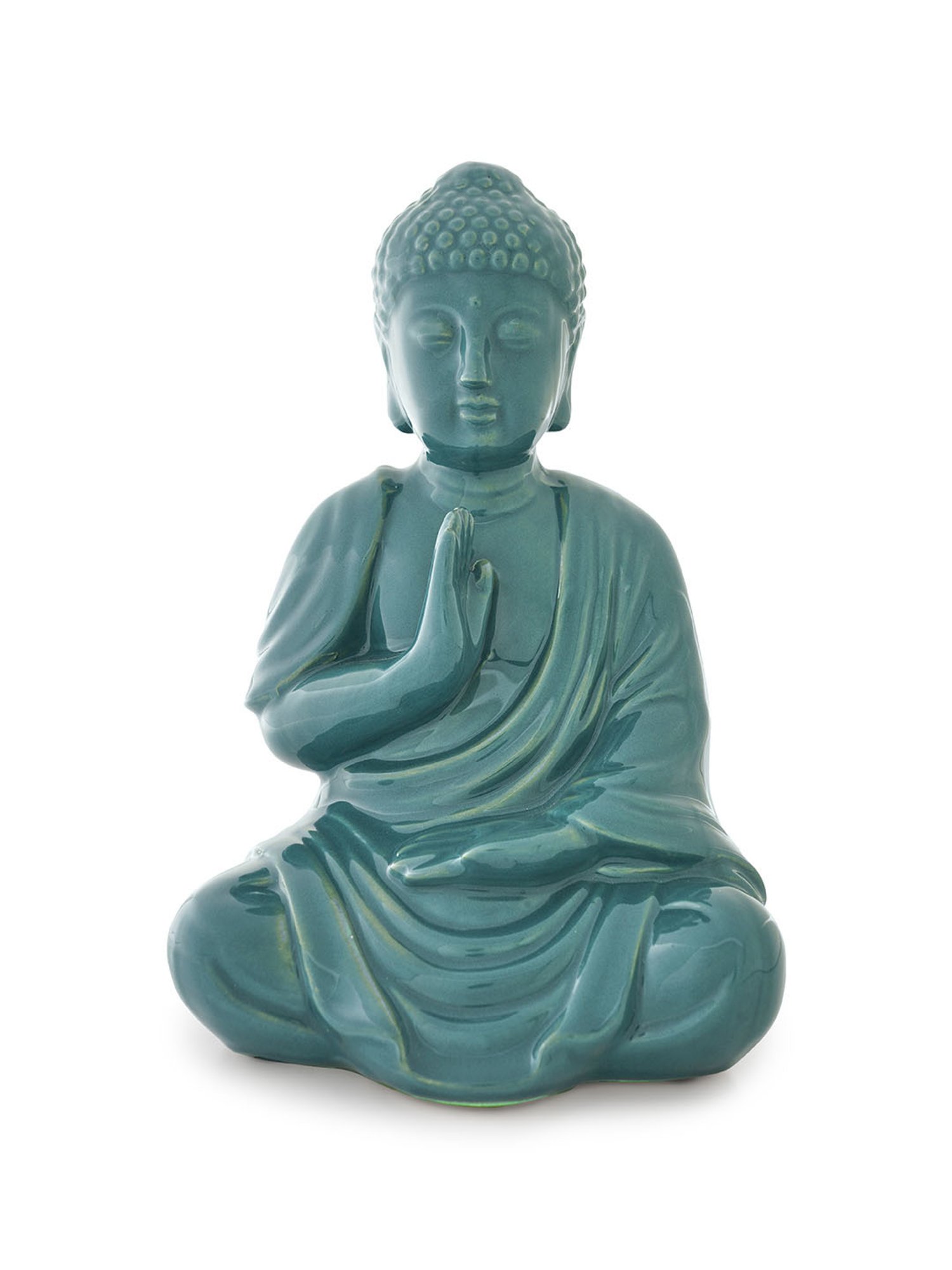 Pure Home and Living Teal Ceramic Sitting Buddha Figurine