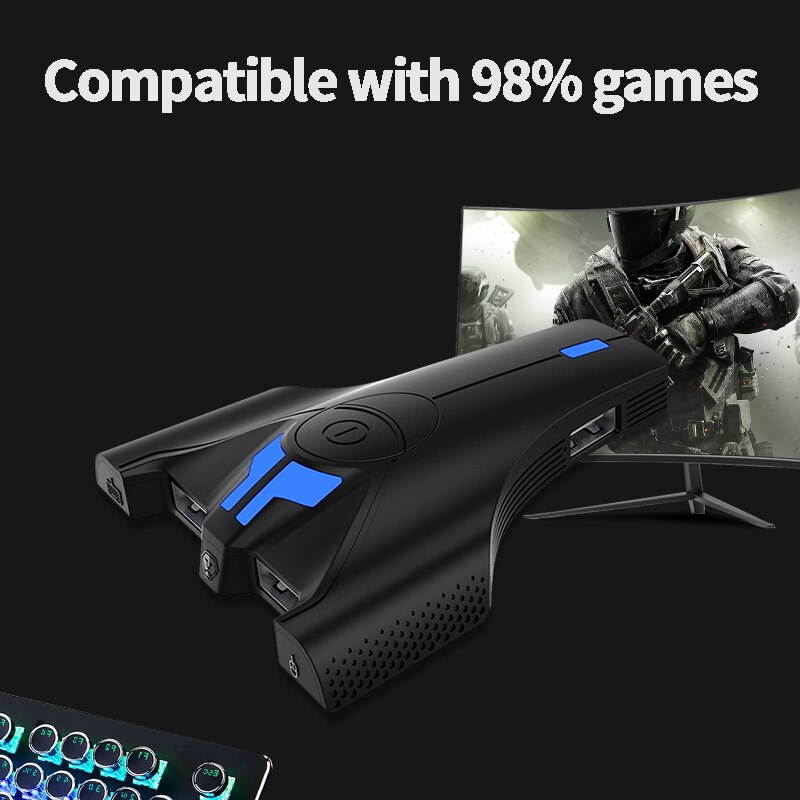 Keyboard and Mouse Adapter Converter with 3.5mm Mic for Nintendo Switch / PS4 / Xbox One / PS3 Console with LED Lights (1 pcs)