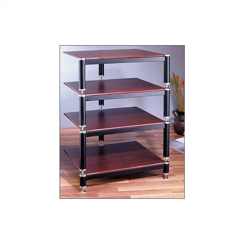 VTI Manufacturing BL304SC 3 Silver Capspike Black Poles 4 Cherry Shelves AV Stand