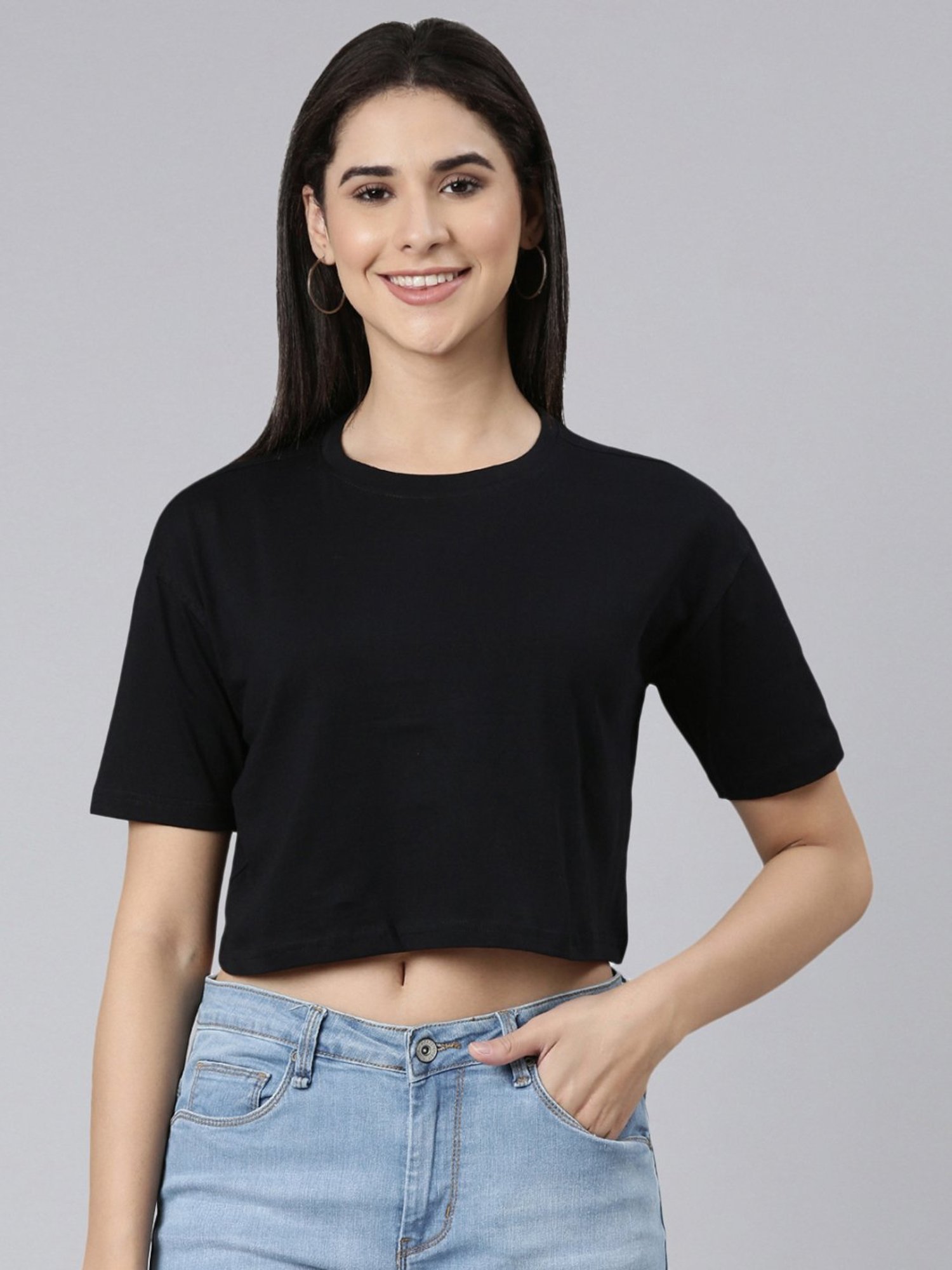 Kryptic Pure Cotton Drop Shoulder Oversized Crop T-Shirt