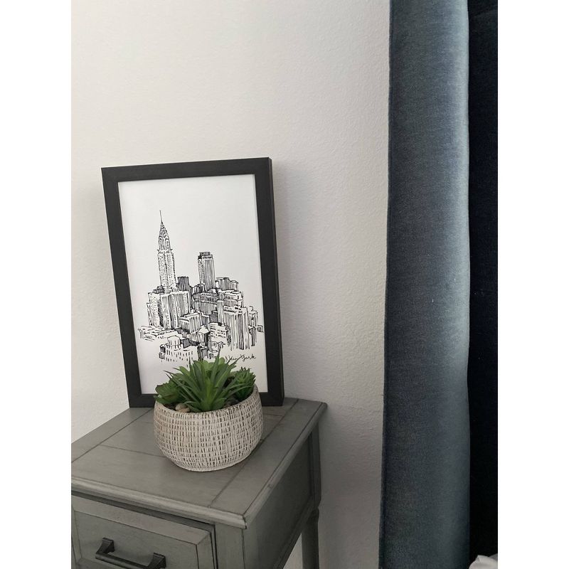 12" x 18" New York Cityscape Line Drawing Art Board Black - Petal Lane