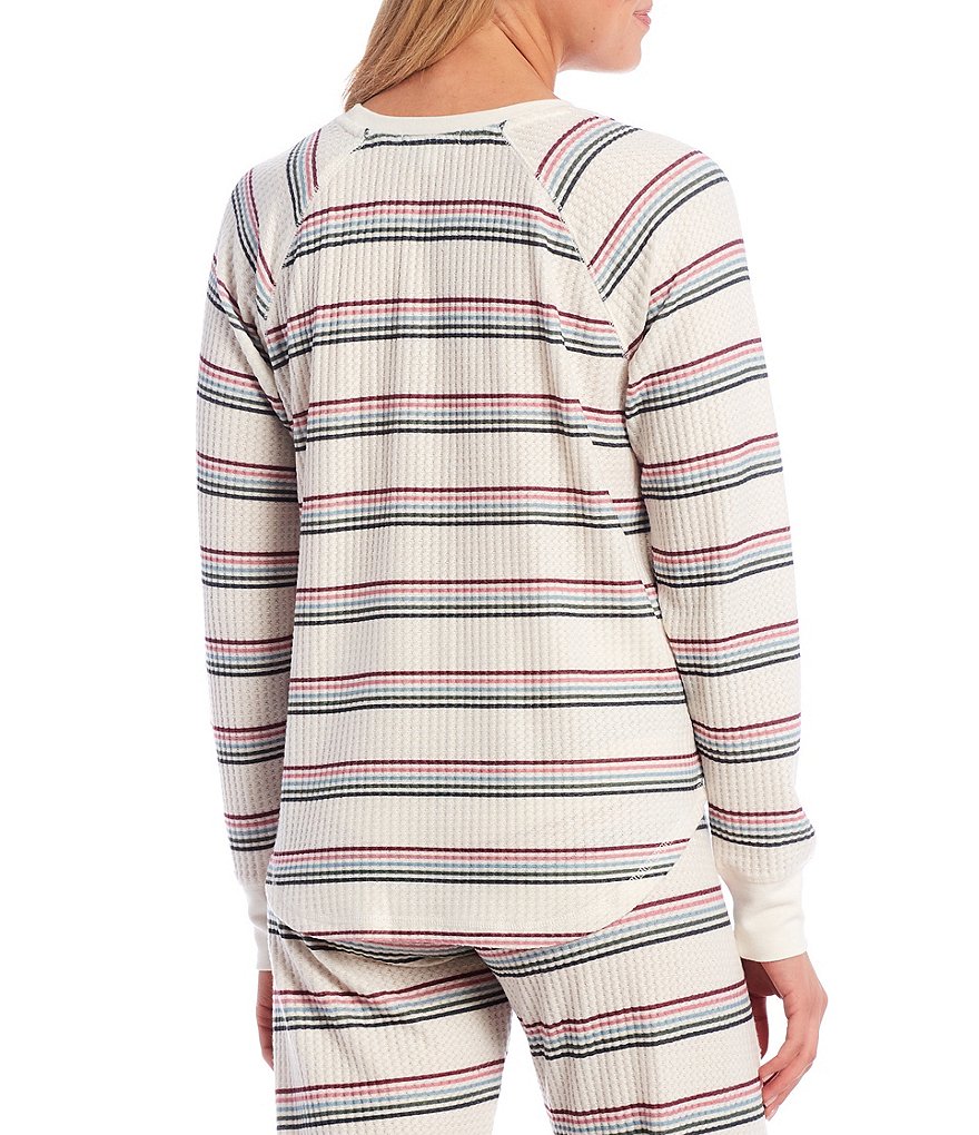 PJ Salvage Ski Jammie Striped Brushed Thermal Sleep Top