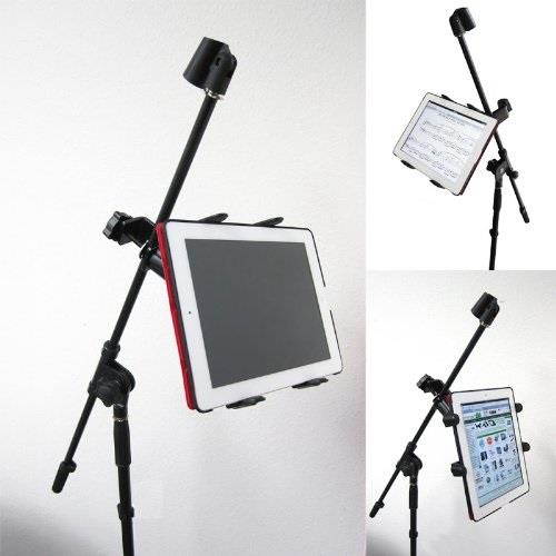 chargercity music mic microphone stand tablet mount with 360 swivle adjustment holder for all apple ipad air pro mini google nexus microsoft surface pro samsung galaxy tab 7" to 12" screen tablets
